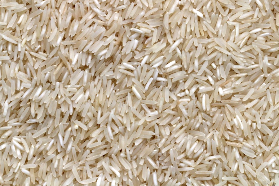 Close-up of export-grade rice grains